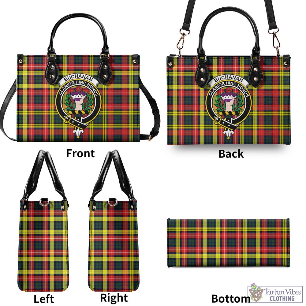 Tartan Vibes Clothing Buchanan Modern Tartan Luxury Leather Handbags with Family Crest