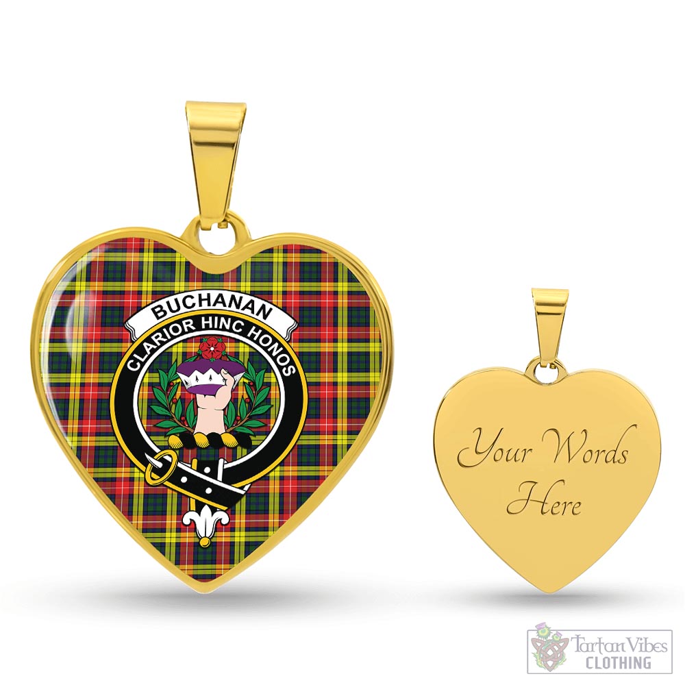 Tartan Vibes Clothing Buchanan Modern Tartan Heart Necklace with Family Crest