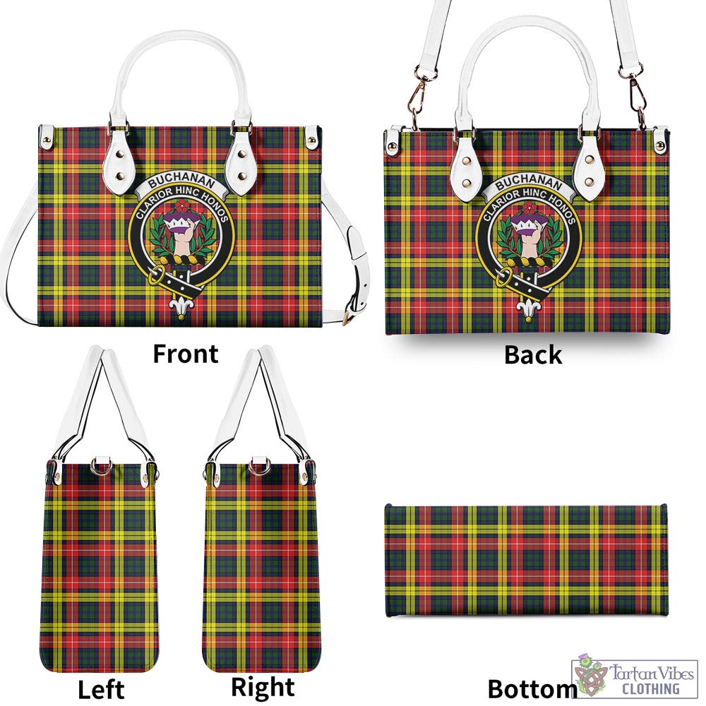 Tartan Vibes Clothing Buchanan Modern Tartan Luxury Leather Handbags with Family Crest