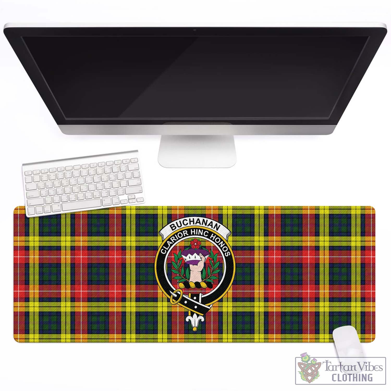 Tartan Vibes Clothing Buchanan Modern Tartan Mouse Pad with Family Crest