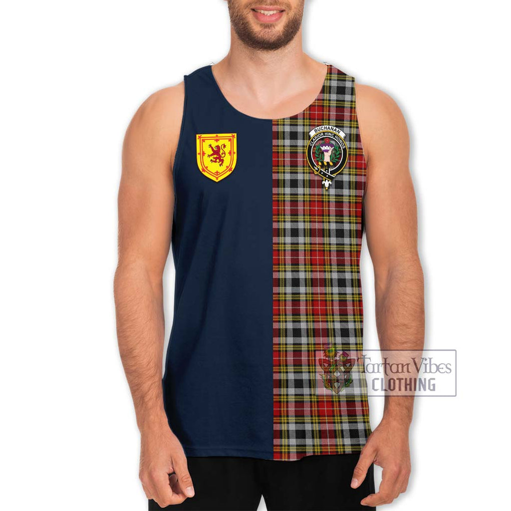 Tartan Vibes Clothing Buchanan Old Dress Tartan Men's Tank Top with Scottish Lion Royal Arm Half Style