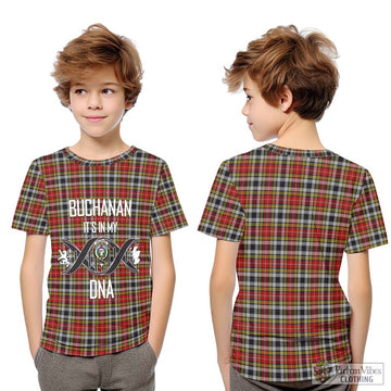 Buchanan Old Dress Tartan Kid T-Shirt with Family Crest DNA In Me Style