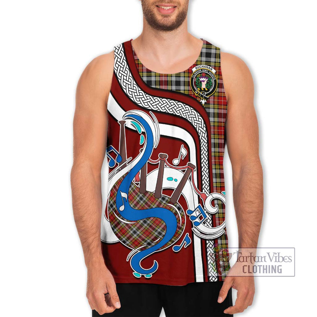 Buchanan Old Dress Tartan Men's Tank Top with Epic Bagpipe Style Men - Tartanvibesclothing Shop