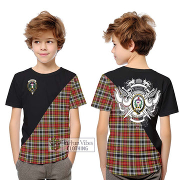 Buchanan Old Dress Tartan Kid T-Shirt with Family Crest and Military Logo Style