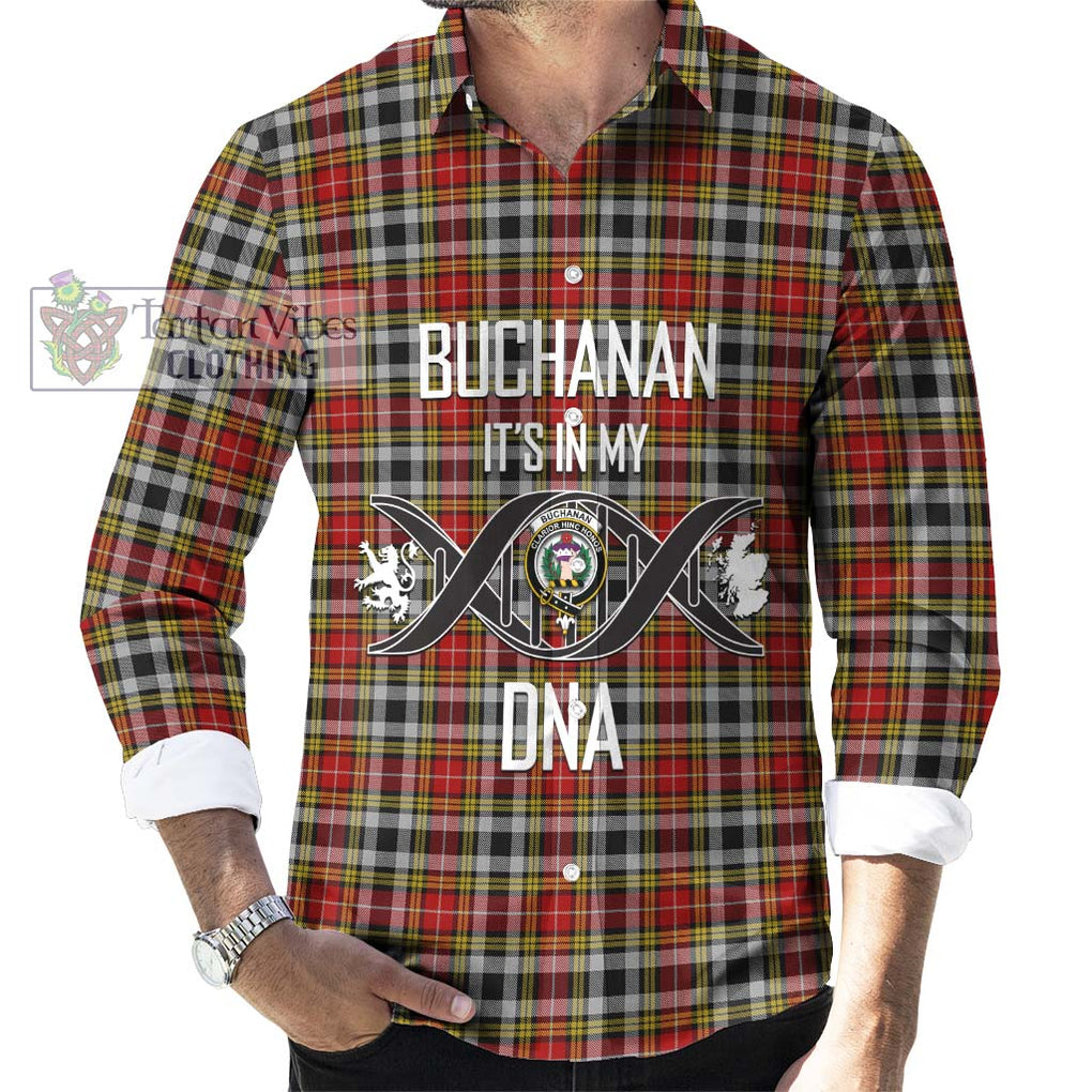 Buchanan Old Dress Tartan Long Sleeve Button Shirt with Family Crest DNA In Me Style Men's Shirt S - Tartanvibesclothing Shop