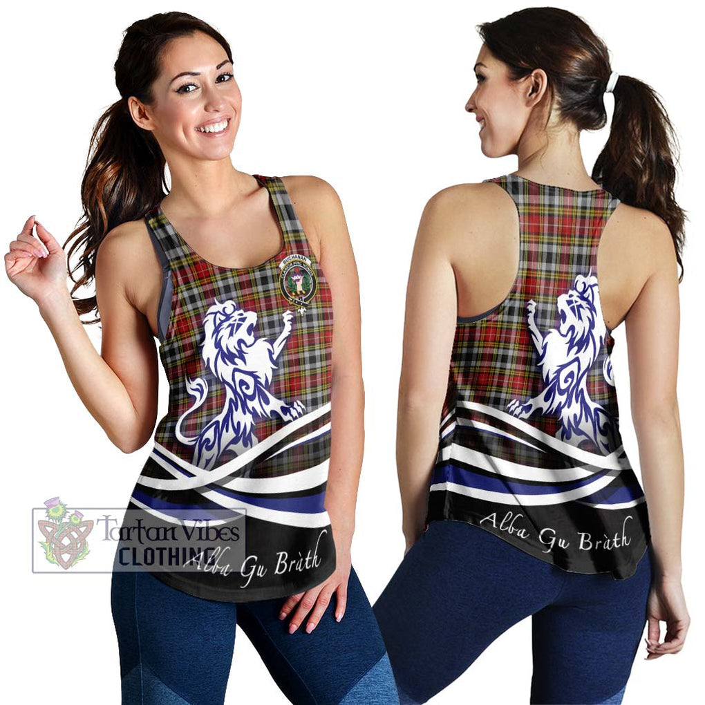 Buchanan Old Dress Tartan Women's Racerback Tanks with Alba Gu Brath Regal Lion Emblem 4XL - Tartanvibesclothing Shop