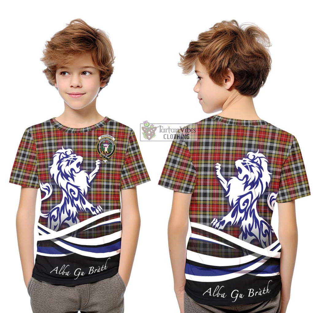 Buchanan Old Dress Tartan Kid T-Shirt with Alba Gu Brath Regal Lion Emblem Youth XL Size14 - Tartanvibesclothing Shop