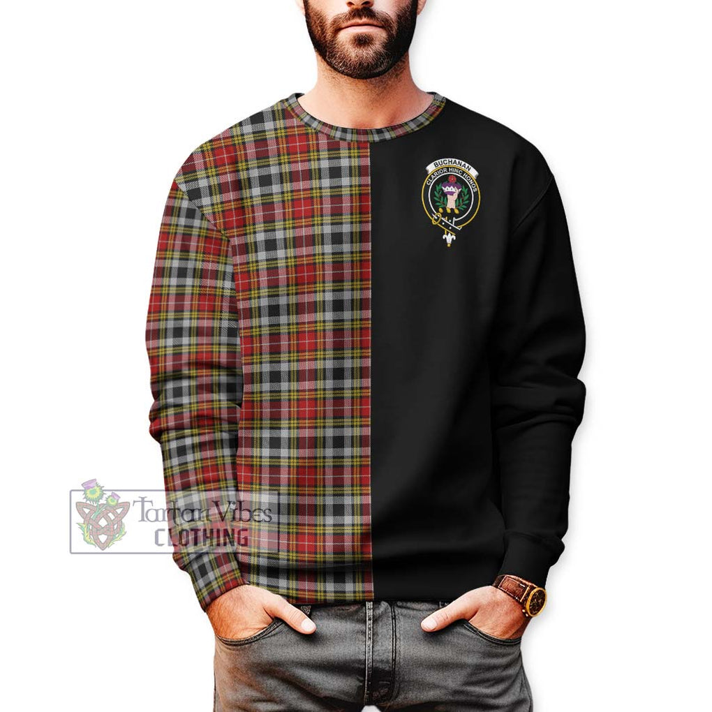 Buchanan Old Dress Tartan Sweatshirt with Family Crest and Half Of Me Style Unisex - Tartanvibesclothing Shop