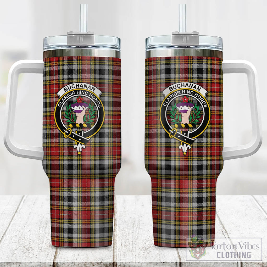 Tartan Vibes Clothing Buchanan Old Dress Tartan and Family Crest Tumbler with Handle