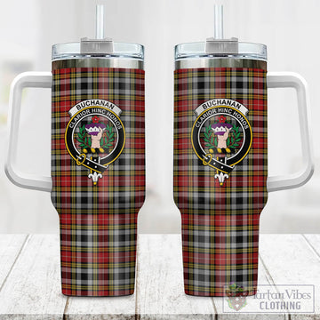 Buchanan Old Dress Tartan and Family Crest Tumbler with Handle