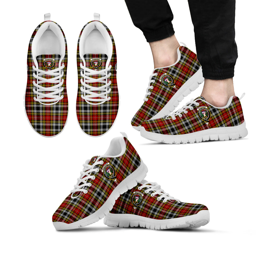 Buchanan Old Dress Tartan Sneakers with Family Crest Kid's Sneakers - Tartan Vibes Clothing