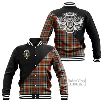 Buchanan Old Dress Tartan Baseball Jacket with Family Crest and Military Logo Style