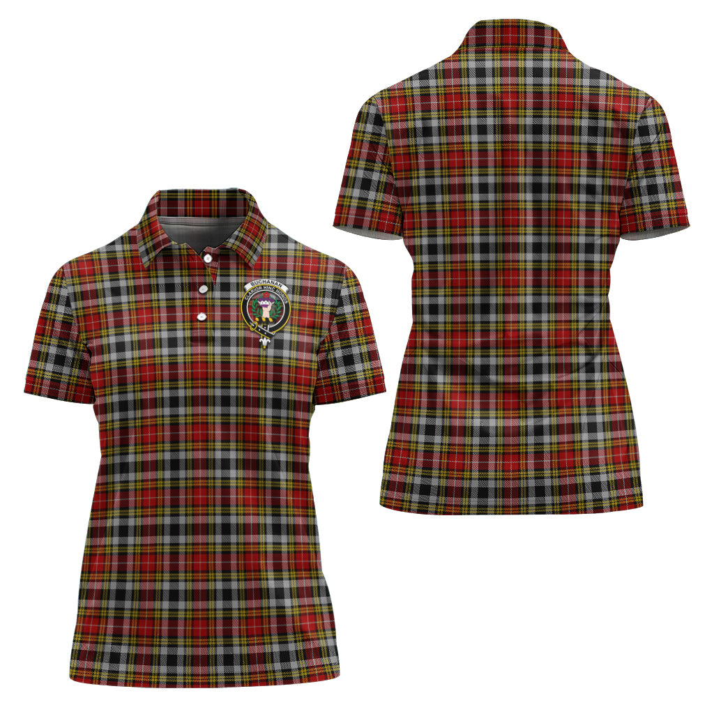 Buchanan Old Dress Tartan Polo Shirt with Family Crest For Women Women - Tartan Vibes Clothing