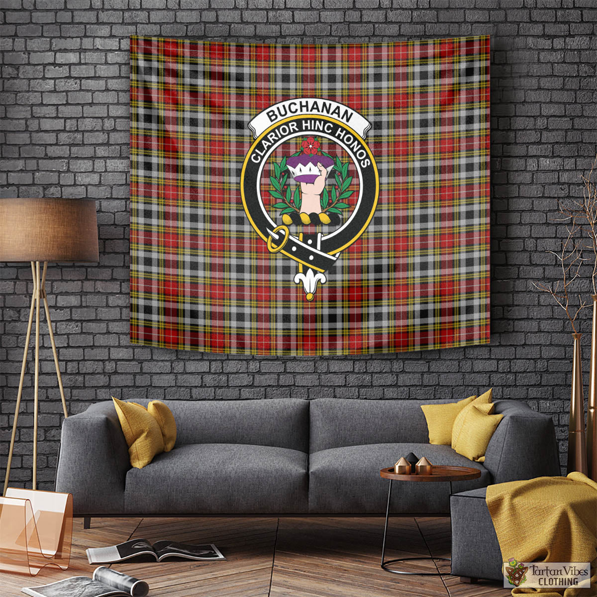 Tartan Vibes Clothing Buchanan Old Dress Tartan Tapestry Wall Hanging and Home Decor for Room with Family Crest