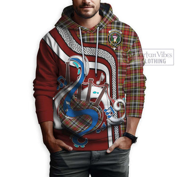 Buchanan Old Dress Tartan Hoodie with Epic Bagpipe Style