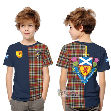 Buchanan Old Dress Tartan Kid T-Shirt Alba with Scottish Lion Royal Arm Half Style