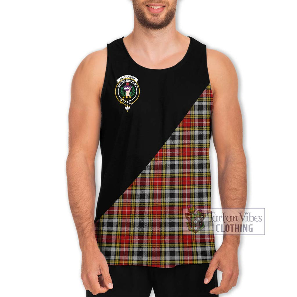 Buchanan Old Dress Tartan Men's Tank Top with Family Crest and Military Logo Style Men - Tartanvibesclothing Shop