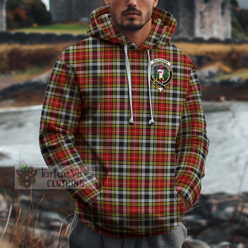 Buchanan Old Dress Tartan Cotton Hoodie with Family Crest Pullover Hoodie XS - Tartan Vibes Clothing