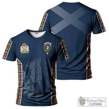 Buchanan Old Dress Tartan T-Shirt with Family Crest and Scottish Thistle Vibes Sport Style