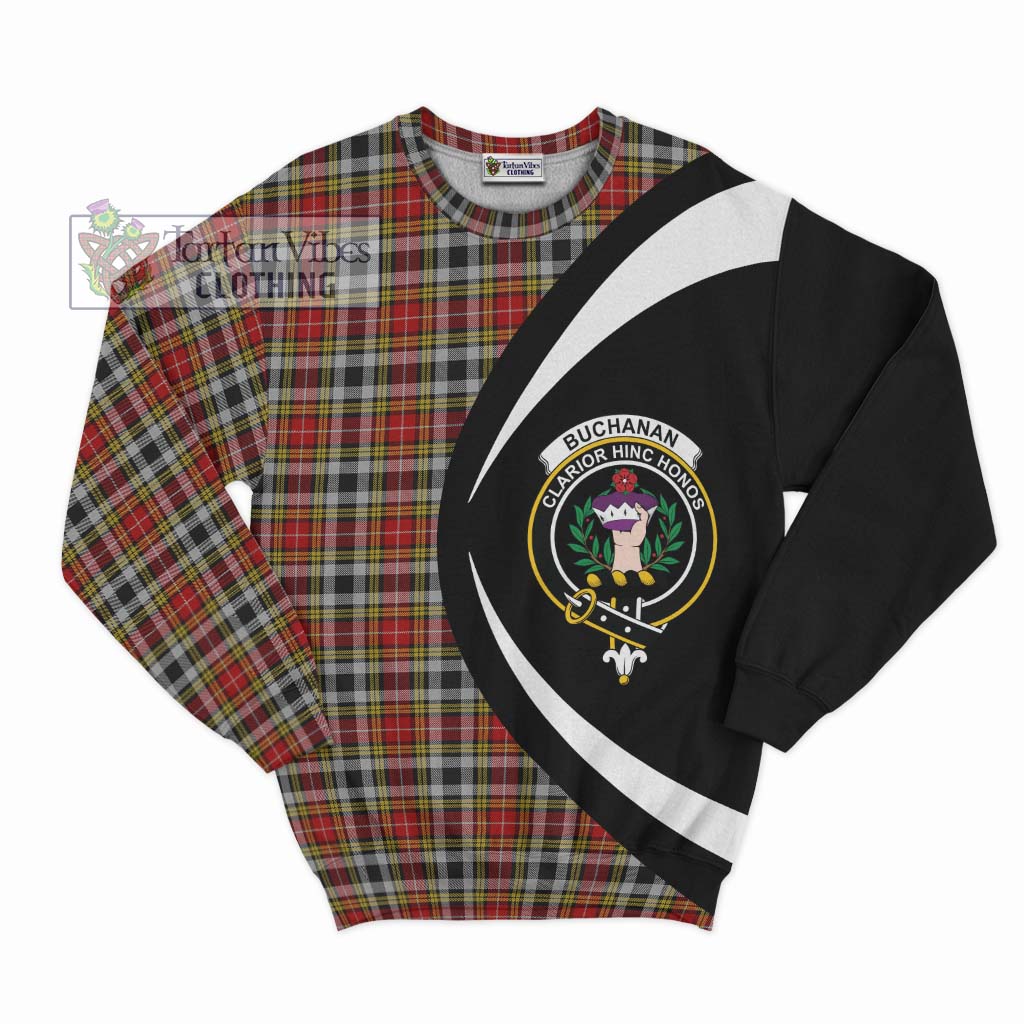 Buchanan Old Dress Tartan Sweatshirt with Family Crest Circle Style Unisex - Tartan Vibes Clothing