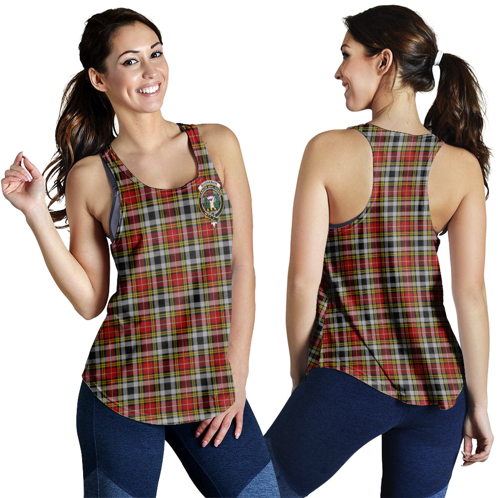 Buchanan Old Dress Tartan Women Racerback Tanks with Family Crest - Tartanvibesclothing