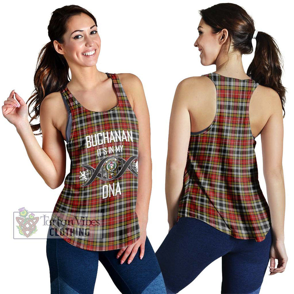 Buchanan Old Dress Tartan Women's Racerback Tanks with Family Crest DNA In Me Style 4XL - Tartanvibesclothing Shop