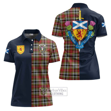 Buchanan Old Dress Tartan Women's Polo Shirt Alba with Scottish Lion Royal Arm Half Style