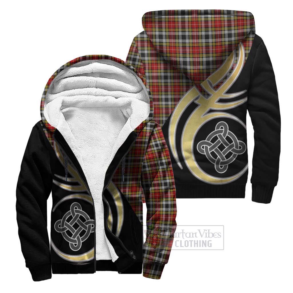 Buchanan Old Dress Tartan Sherpa Hoodie with Family Crest and Celtic Symbol Style Unisex S - Tartan Vibes Clothing