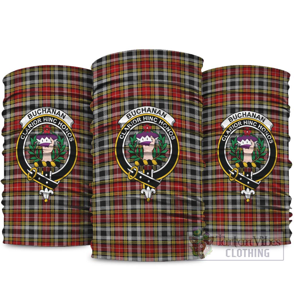 Buchanan Old Dress Tartan Neck Gaiters, Tartan Bandanas, Tartan Head Band with Family Crest