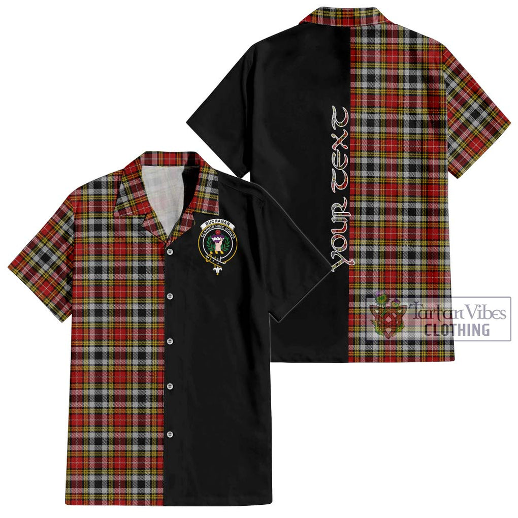 Buchanan Old Dress Tartan Short Sleeve Button Shirt with Family Crest and Half Of Me Style Kid - Tartanvibesclothing Shop