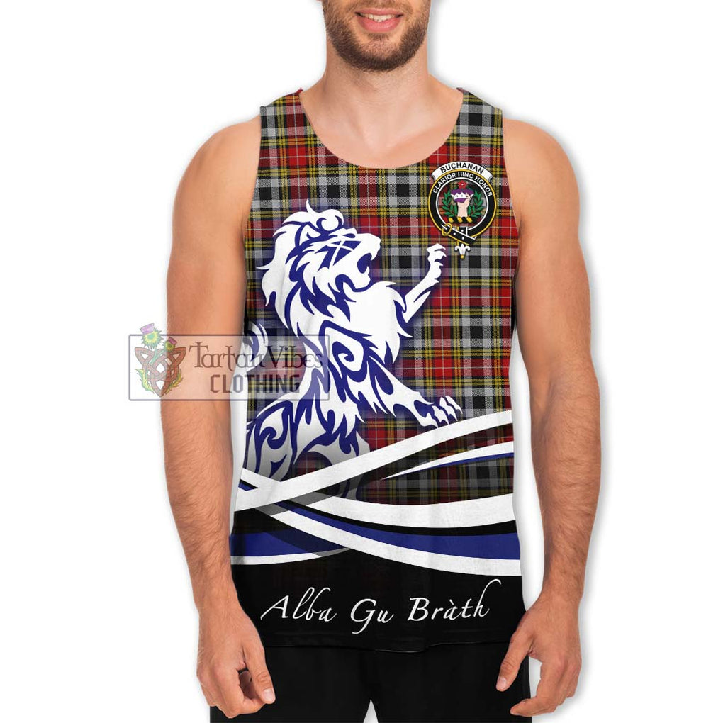 Buchanan Old Dress Tartan Men's Tank Top with Alba Gu Brath Regal Lion Emblem Men - Tartanvibesclothing Shop