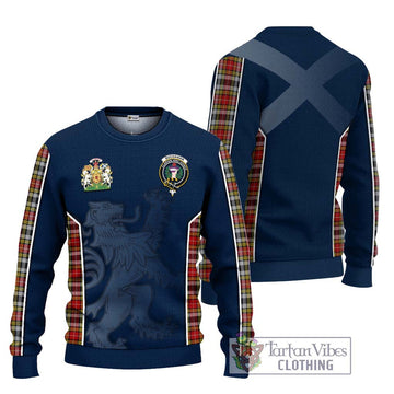 Buchanan Old Dress Tartan Ugly Sweater with Family Crest and Lion Rampant Vibes Sport Style