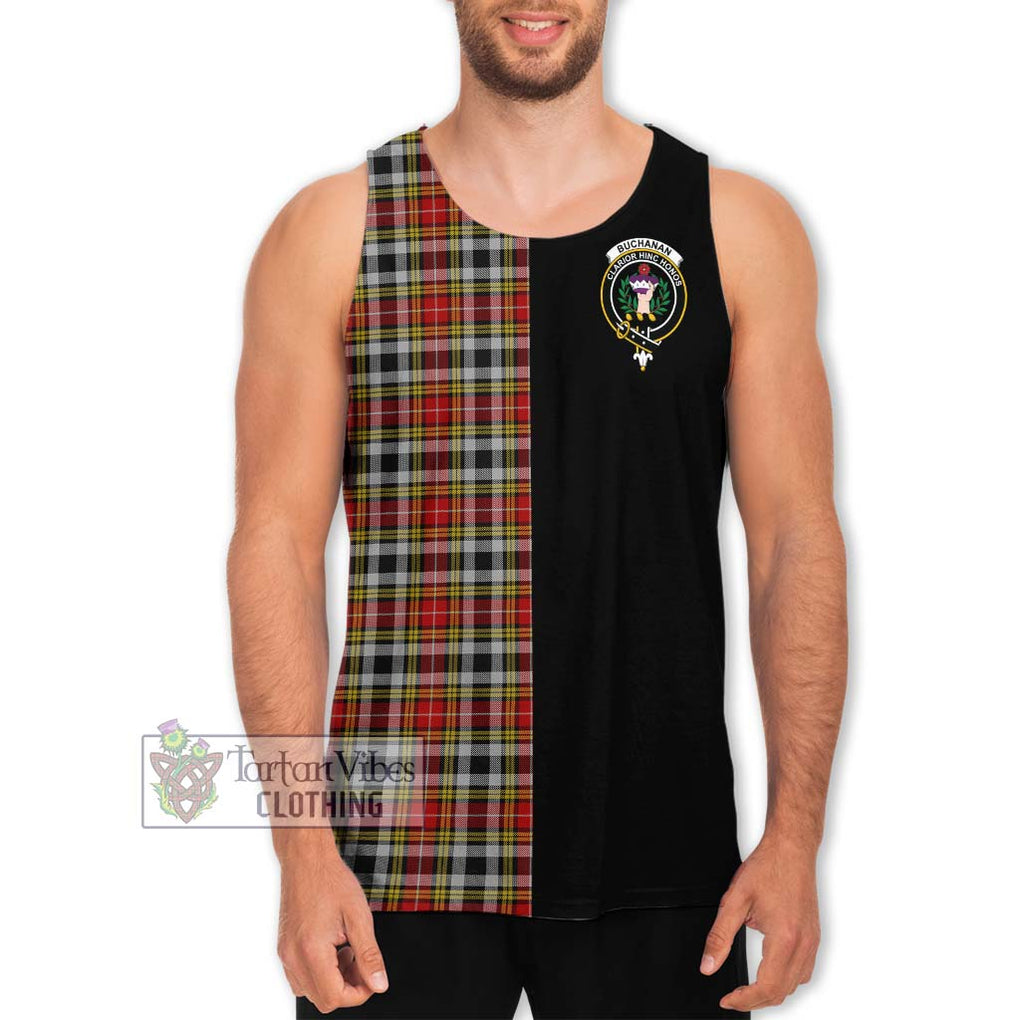 Buchanan Old Dress Tartan Men's Tank Top with Family Crest and Half Of Me Style Men - Tartanvibesclothing Shop