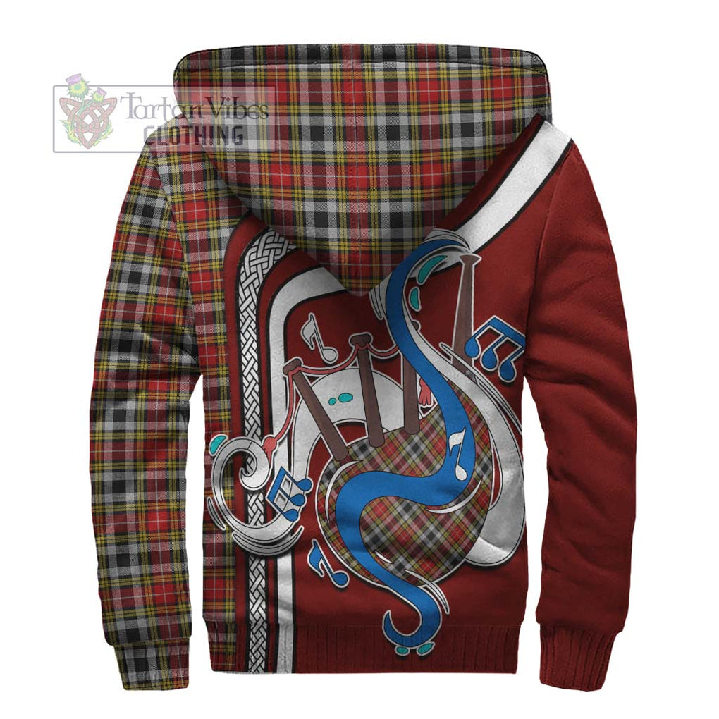 Buchanan Old Dress Tartan Sherpa Hoodie with Epic Bagpipe Style - Tartanvibesclothing Shop