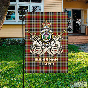 Buchanan Old Dress Tartan Flag with Clan Crest and the Golden Sword of Courageous Legacy