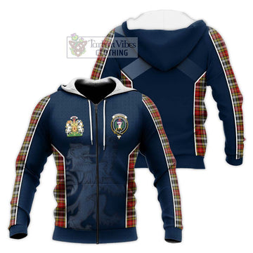 Buchanan Old Dress Tartan Knitted Hoodie with Family Crest and Lion Rampant Vibes Sport Style