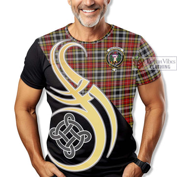 Buchanan Old Dress Tartan T-Shirt with Family Crest and Celtic Symbol Style