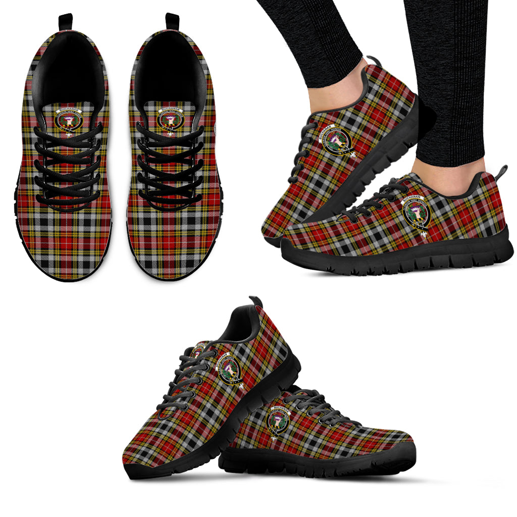 Buchanan Old Dress Tartan Sneakers with Family Crest - Tartan Vibes Clothing