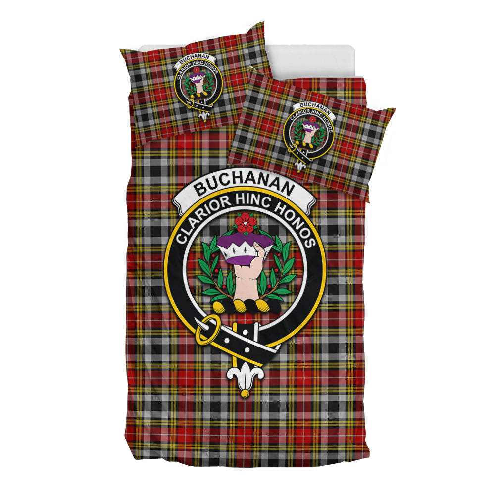 Buchanan Old Dress Tartan Bedding Set with Family Crest - Tartanvibesclothing