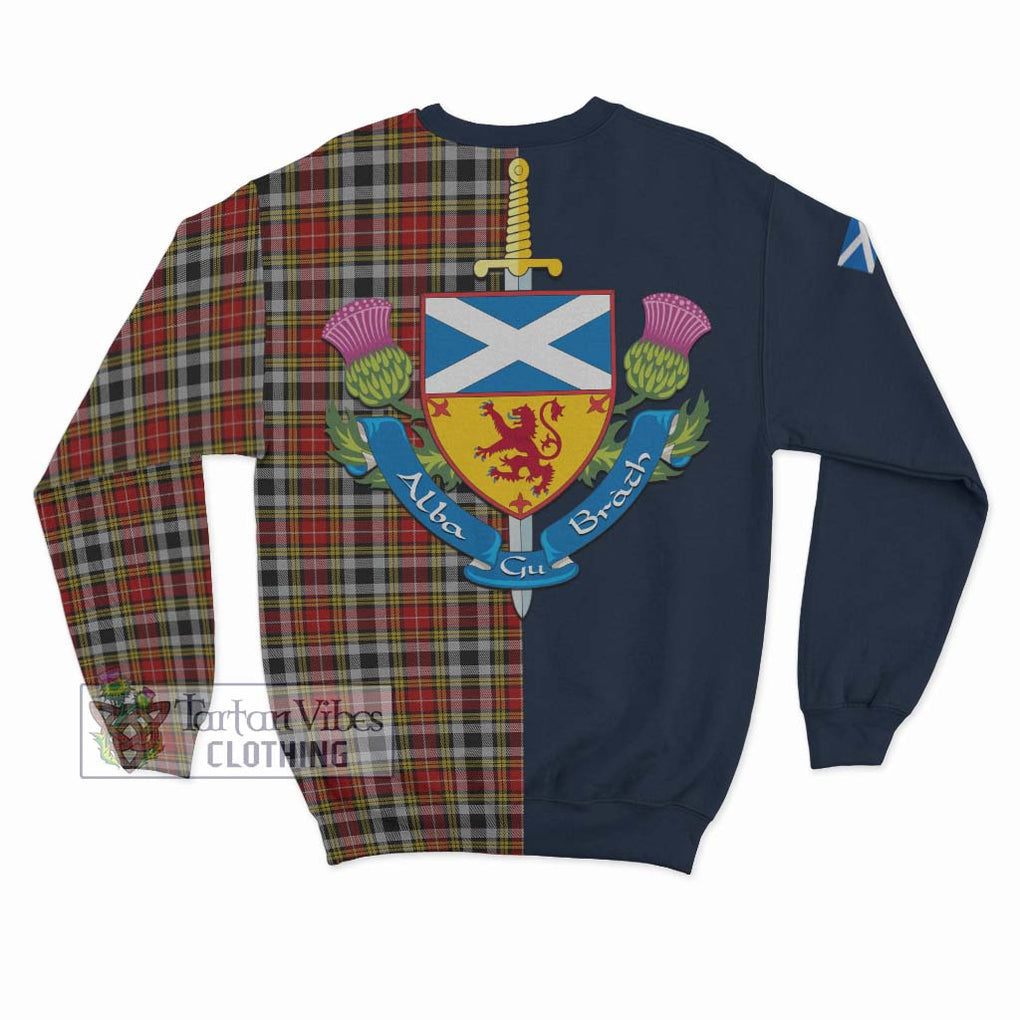 Tartan Vibes Clothing Buchanan Old Dress Tartan Sweatshirt with Scottish Lion Royal Arm Half Style