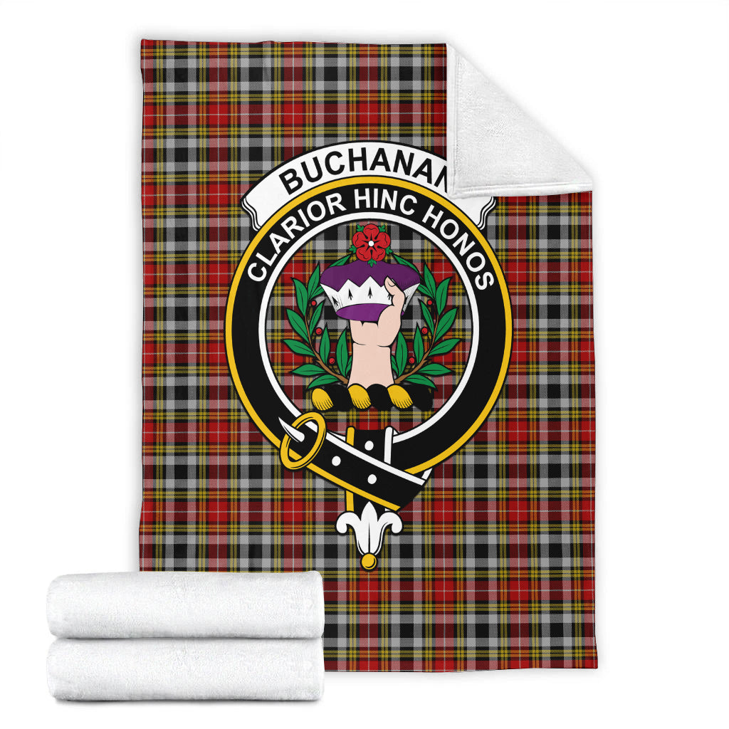 Buchanan Old Dress Tartan Blanket with Family Crest - Tartan Vibes Clothing