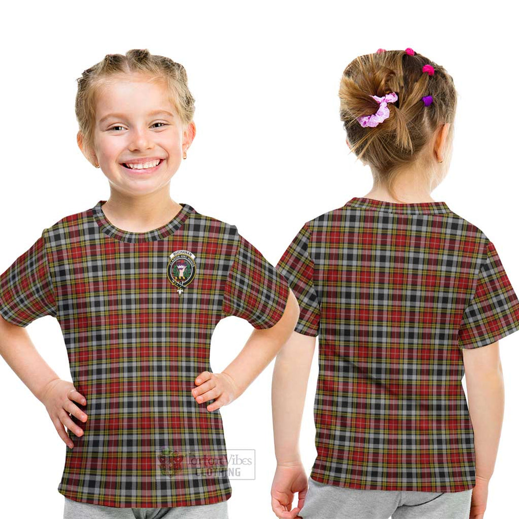 Buchanan Old Dress Tartan Kid T-Shirt with Family Crest - Tartanvibesclothing Shop