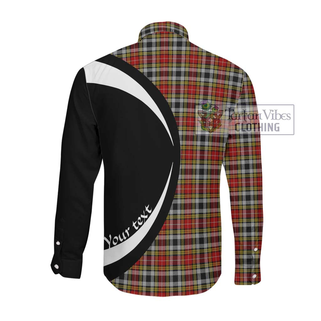 Buchanan Old Dress Tartan Long Sleeve Button Up with Family Crest Circle Style Men's Shirt - Tartan Vibes Clothing