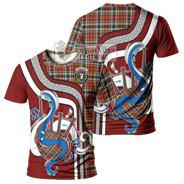 Buchanan Old Dress Tartan T-Shirt with Epic Bagpipe Style