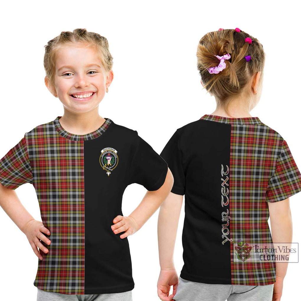 Buchanan Old Dress Tartan Kid T-Shirt with Family Crest and Half Of Me Style - Tartanvibesclothing Shop