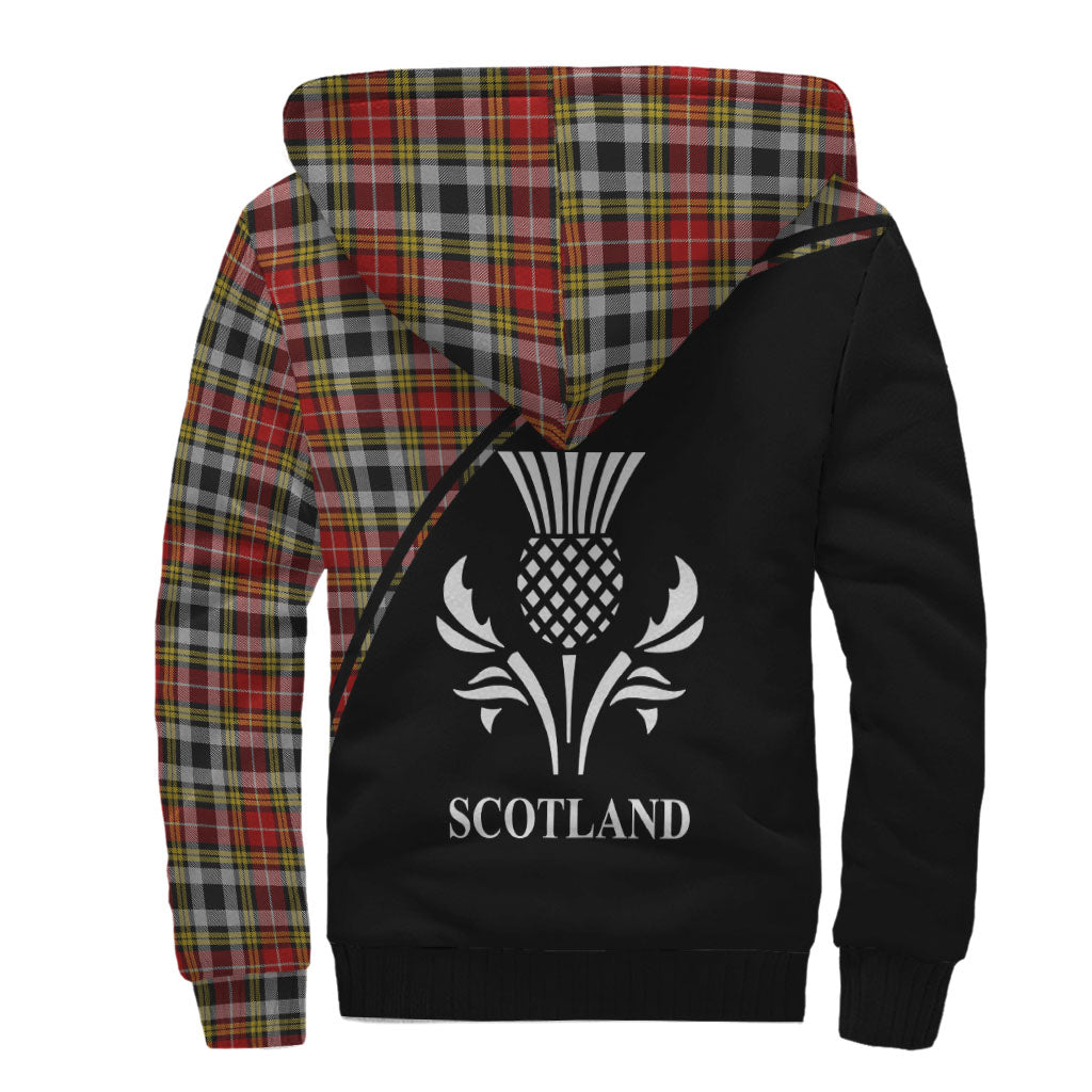 Buchanan Old Dress Tartan Sherpa Hoodie with Family Crest Curve Style - Tartanvibesclothing