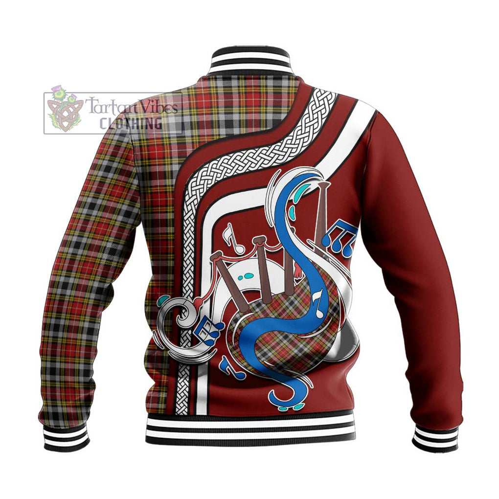 Tartan Vibes Clothing Buchanan Old Dress Tartan Baseball Jacket with Epic Bagpipe Style