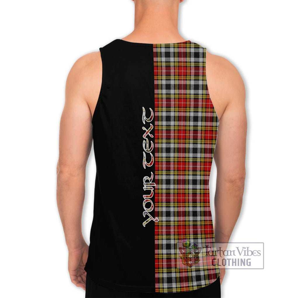 Buchanan Old Dress Tartan Men's Tank Top with Family Crest and Half Of Me Style - Tartanvibesclothing Shop