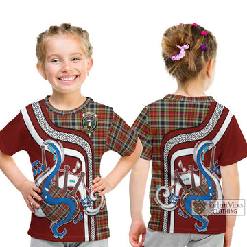 Buchanan Old Dress Tartan Kid T-Shirt with Epic Bagpipe Style