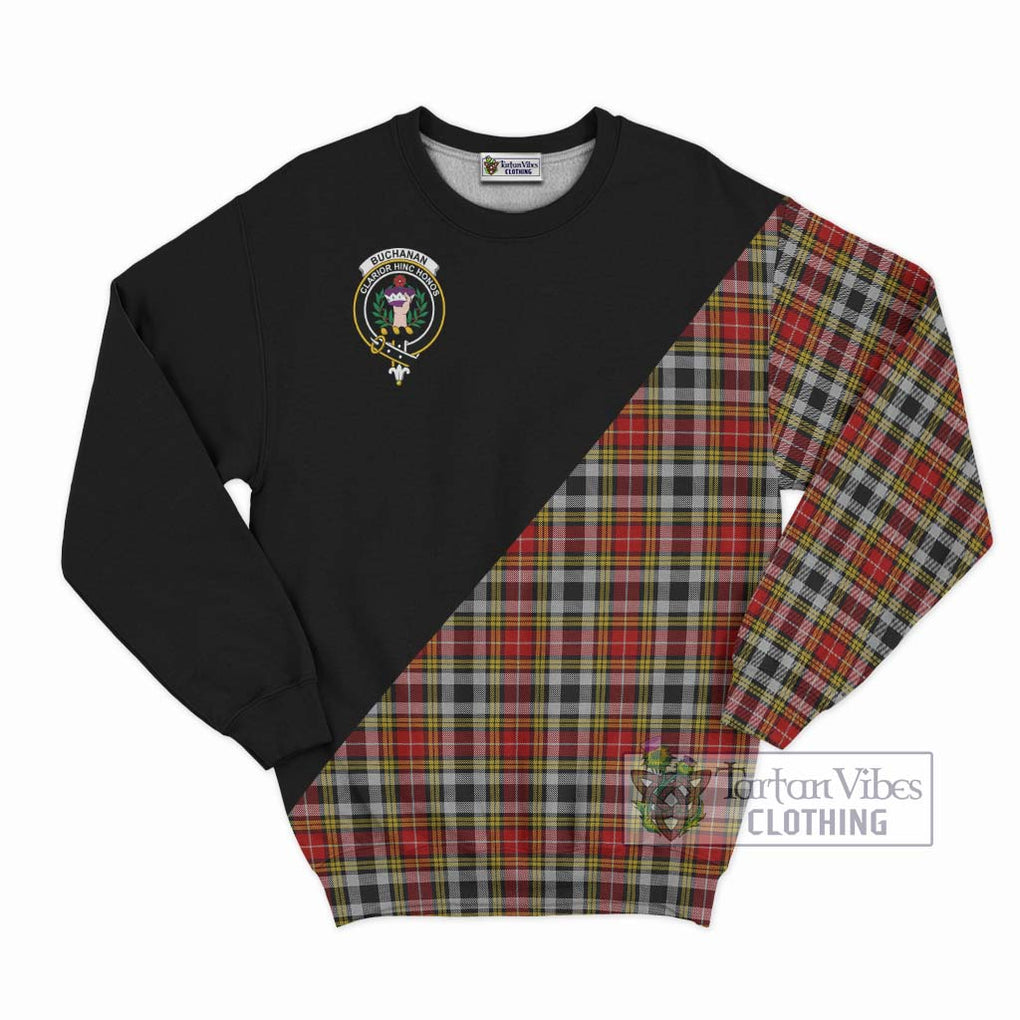 Buchanan Old Dress Tartan Sweatshirt with Family Crest and Military Logo Style - Tartanvibesclothing Shop